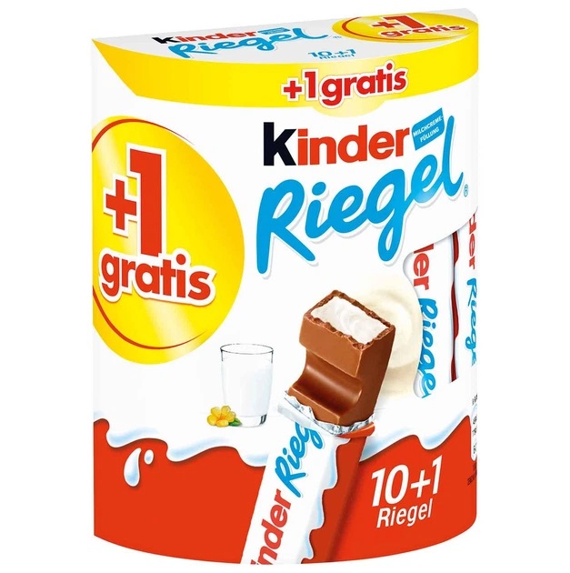 5r9e7p48cl.jpg Шоколадні батончики Kinder Riegel з молочною начинкою 11*21 г - Зображення 1