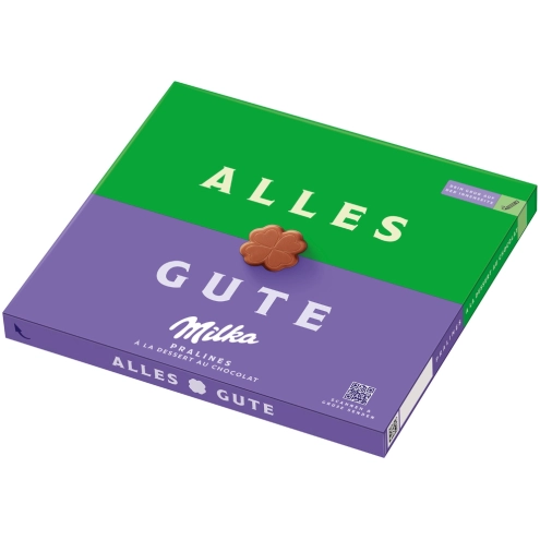 6n9zqnlgz7.png Шоколадні цукерки Milka Alles Gute у формі конюшини з какао кремом 110 г - Зображення 1