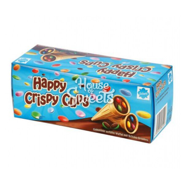 f1afzaxbhq.jpg Хрусткі трубочки Happy Crispy Cups з шоколадом та драже 100 г - Зображення 1