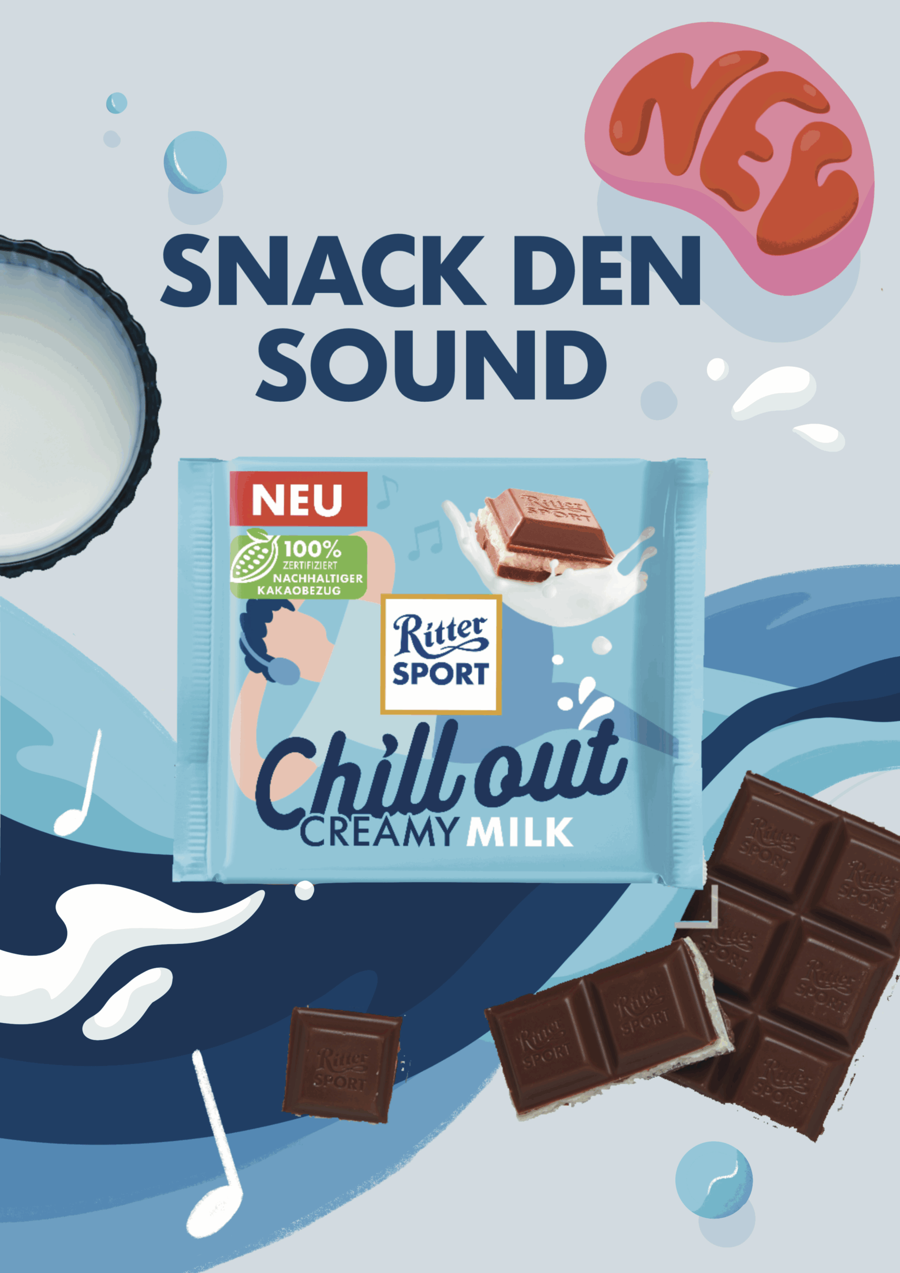 ifbtvmtbrk.png Шоколад Ritter Sport Chill out Creamy Milk 100г - Зображення 1