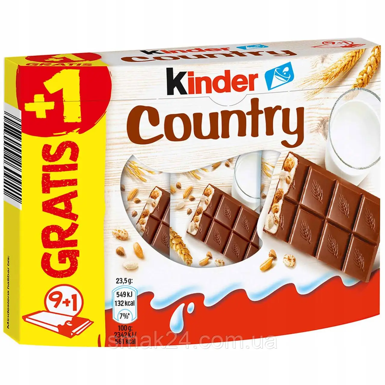 y8jmwzf3k9.jpeg Батончики Kinder Country вмолочному шоколаді 235 г (10 шт) - Зображення 1