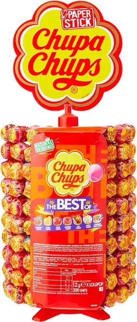zxt8gd4m0z.jpg Льодяник Chupa Chups Best на паличці фруктові 12 г 200 шт. з підставкою - Зображення 1