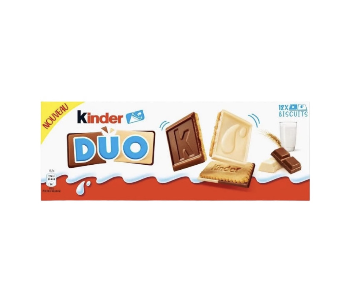 0vxpegugvz.jpeg Печиво Kinder Duo з білим і молочним шоколадом 150 г - Зображення 1
