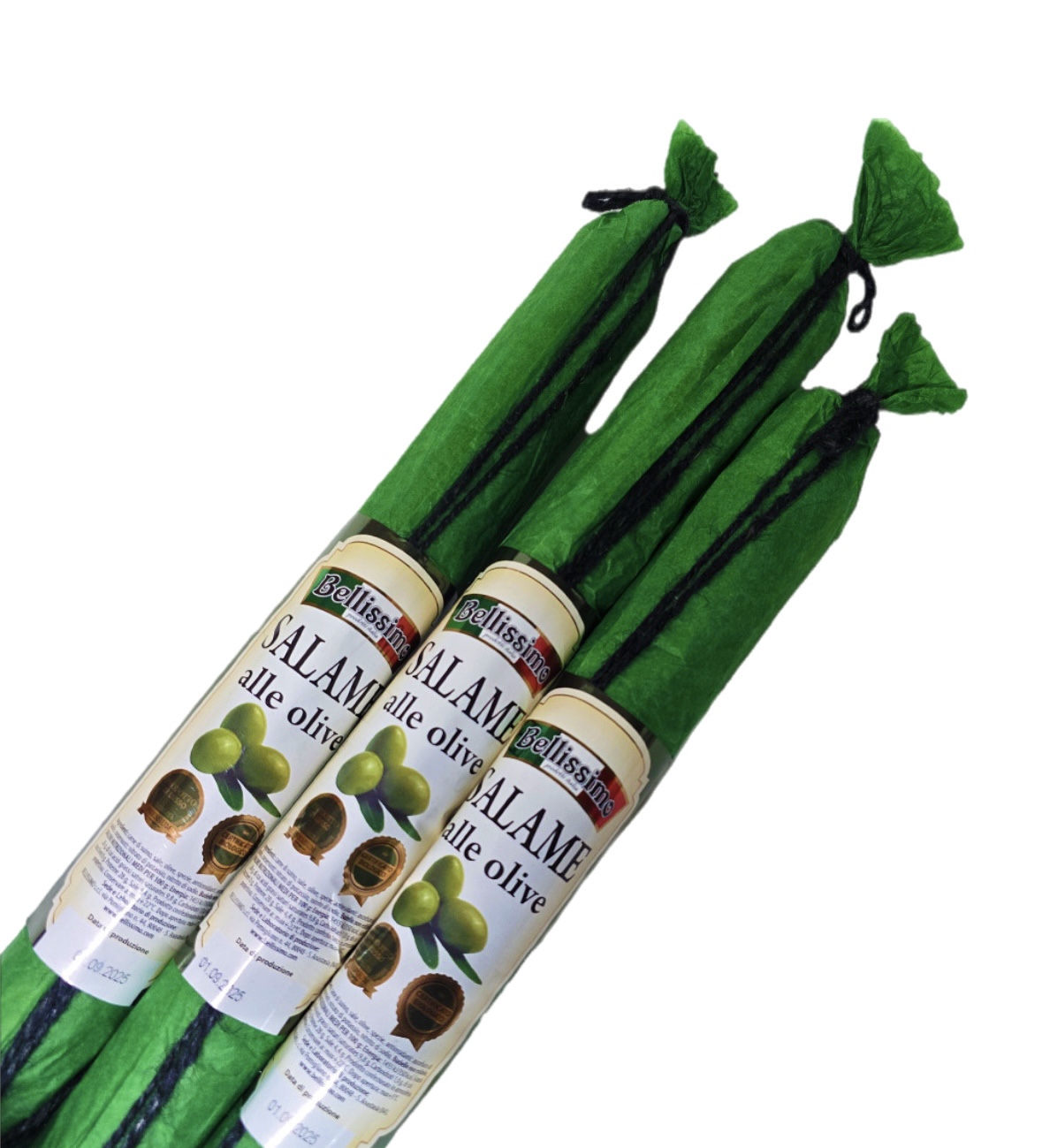 13yoa1pqqm.jpeg Салямі Bellissimo salame alle Olive з оливками вагова +- 280 г — изображение 1