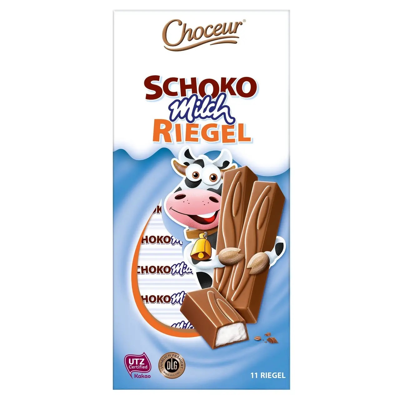 1hvai6vemi.jpg Шоколад в стіках Choceur Schoko Milch Riegel молочний шоколад з молочною начинкою 200 г 11 шт - Зображення 1