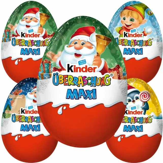 4mb6fxbjvn.jpg Шоколадне яйце Kinder Surprise maxi новорічне 100 г - Зображення 1