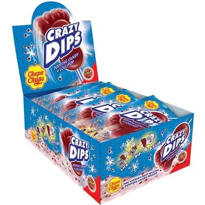 501cn3s65c.jpg Льодяники Chupa Chups Crazy dips зі смаком коли у коробці 14 г*24 шт. - Зображення 1