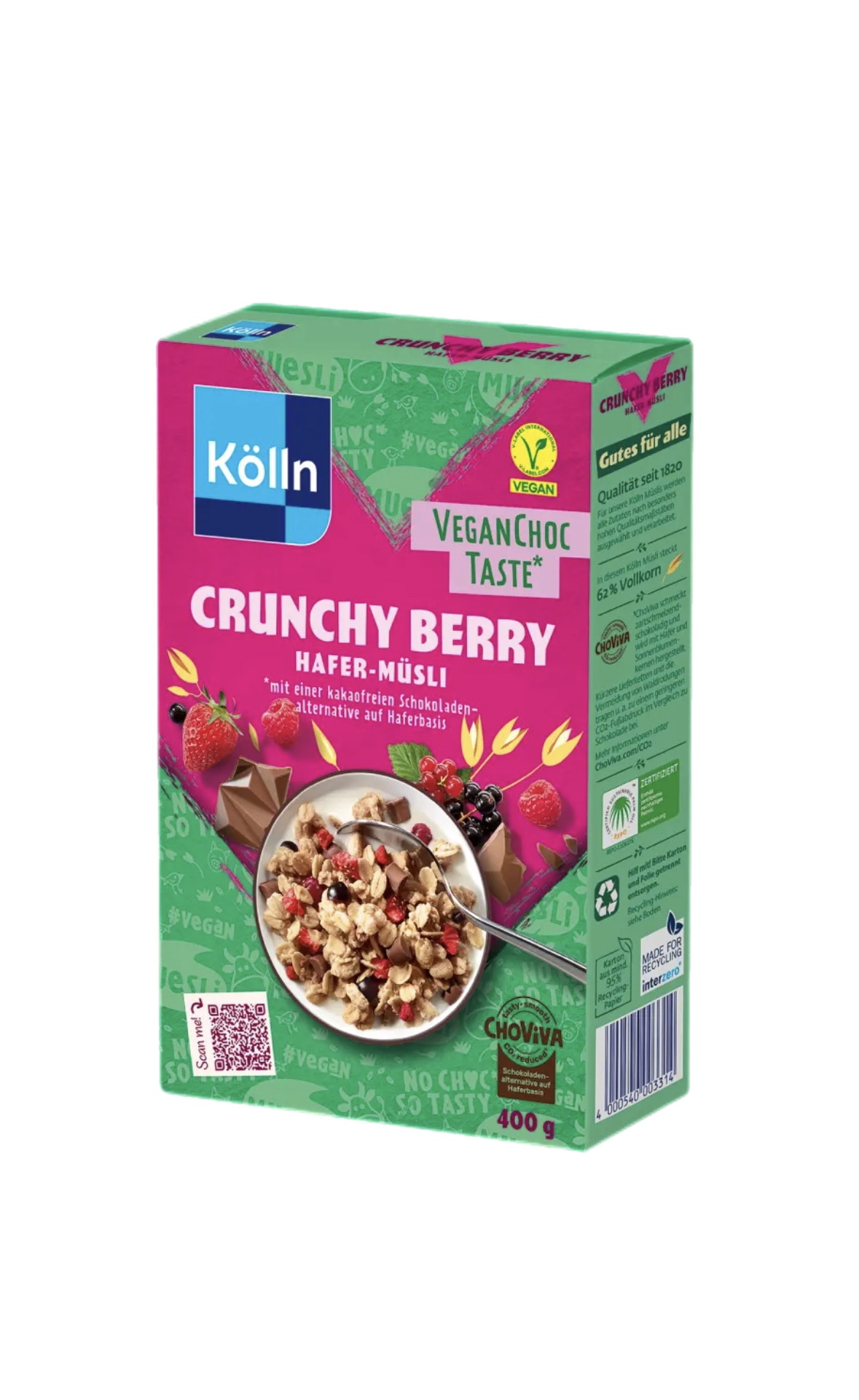 7345wlu9xt.jpeg Вівсяні мюслі Kolln Vegan Crunchy Berry з сублімованими ягодами 400 г - Зображення 1