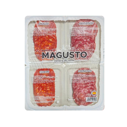 7qm0cldx49.png Набір нарізок Magusto Chorizo/Salchichon/Jamon Serrano/Fuet (4x40г) 160 г — изображение 1