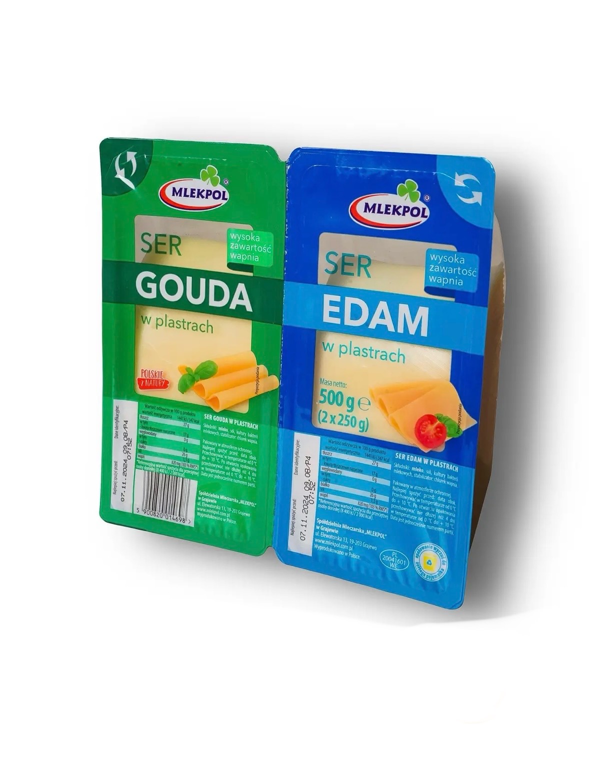 9wvb27vh9s.jpeg Сир нарізаний Mlekpol Gouda Edam Гауда Едам 2*250 г - Зображення 1