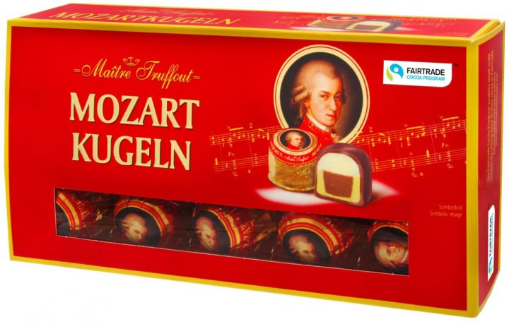 cfj1qczwrj.jpeg Цукерки марципан Choceur Mozartkugeln Classic в шоколаді 200 г - Зображення 1