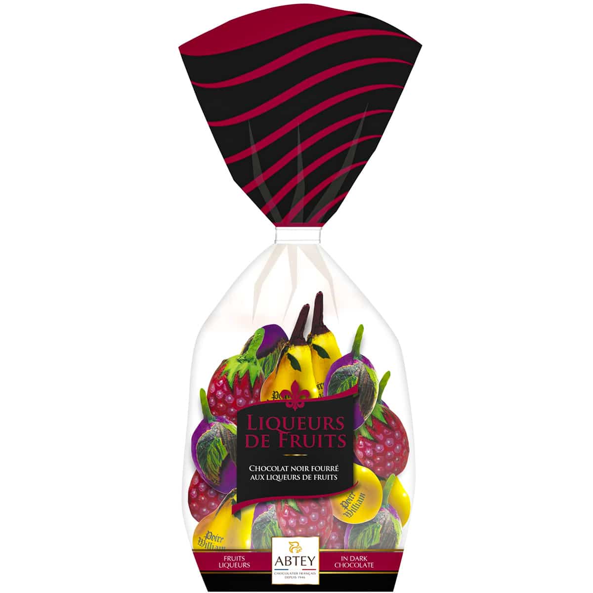cmhfsrf8un.jpg Шоколадні цукерки ABTEY Sachet Liqueurs de Fruits наповнені фруктовими лікерами у пакеті 200 г - Зображення 1