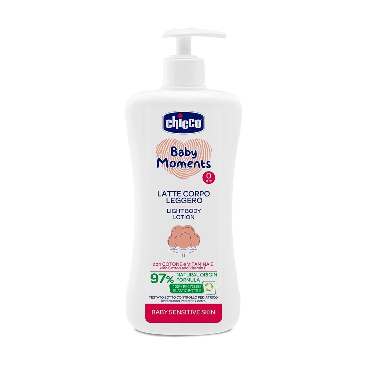 epn7leb1pf.jpg Дитячий лосьйон для тіла Chicco Baby Momets Light Body Lotion 97% 0+ для чутливої шкіри 500 мл - Зображення 1