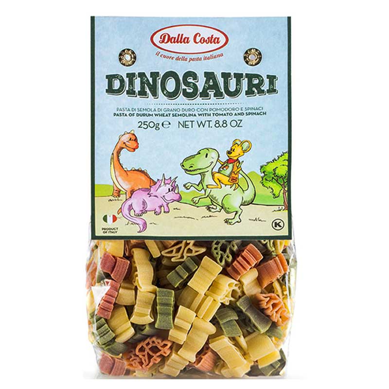 f15d0l8kjl.jpg Макарони Dalla Costa Dinosauri з томатами та шпинатом 250 г — изображение 1