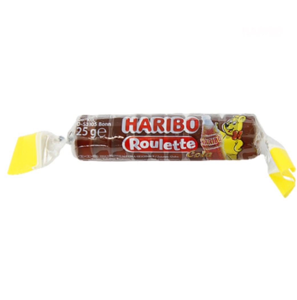 fw09l67rtw.jpeg Желейки фруктові Haribo Roulette Cola кола 25 г (в ящику 50 шт) — изображение 1