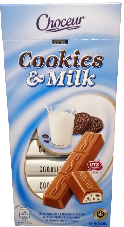 h4r4ocgf2u.jpg Шоколад в стіках Choceur Cookies Milk молочний з печивом та молочною начинкою 200 г 11 шт - Зображення 1