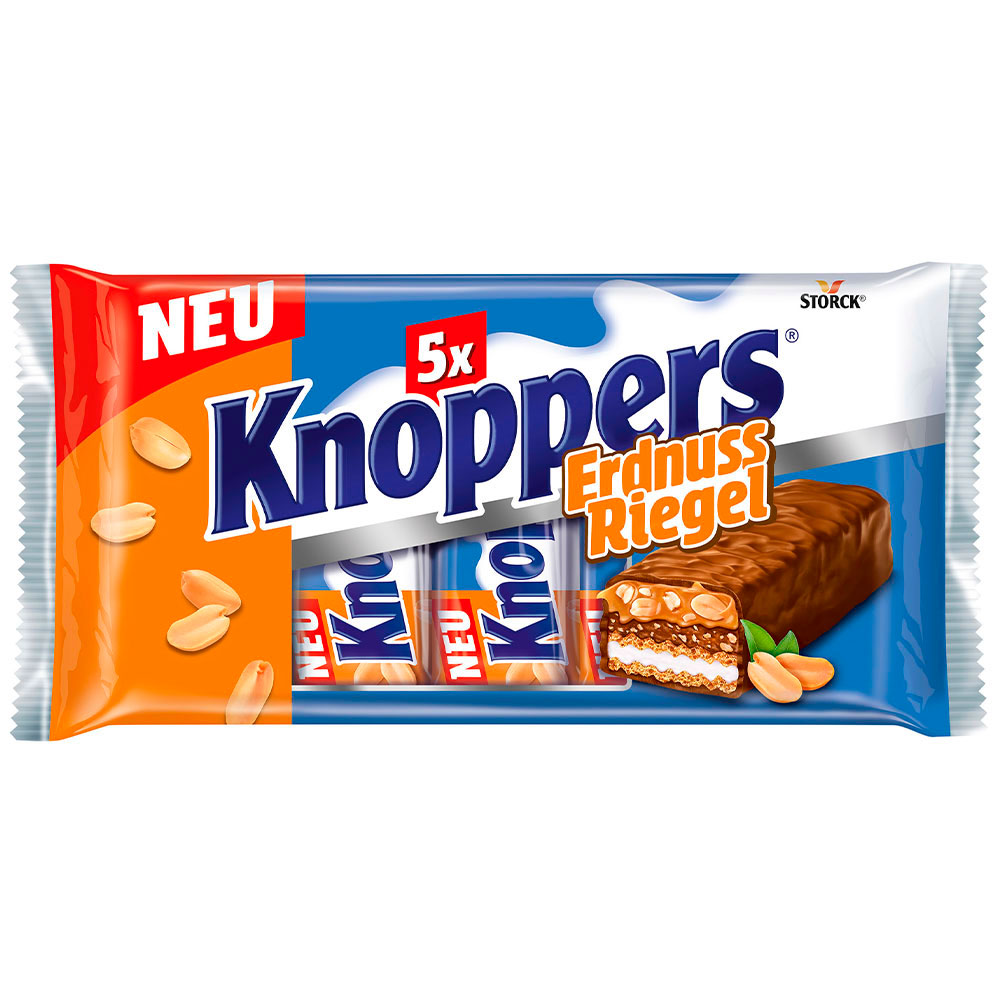irydwt0u32.jpeg Батончики Knoppers ErdnussRiegel з арахісом в молочному шоколаді 5х40г - Зображення 1