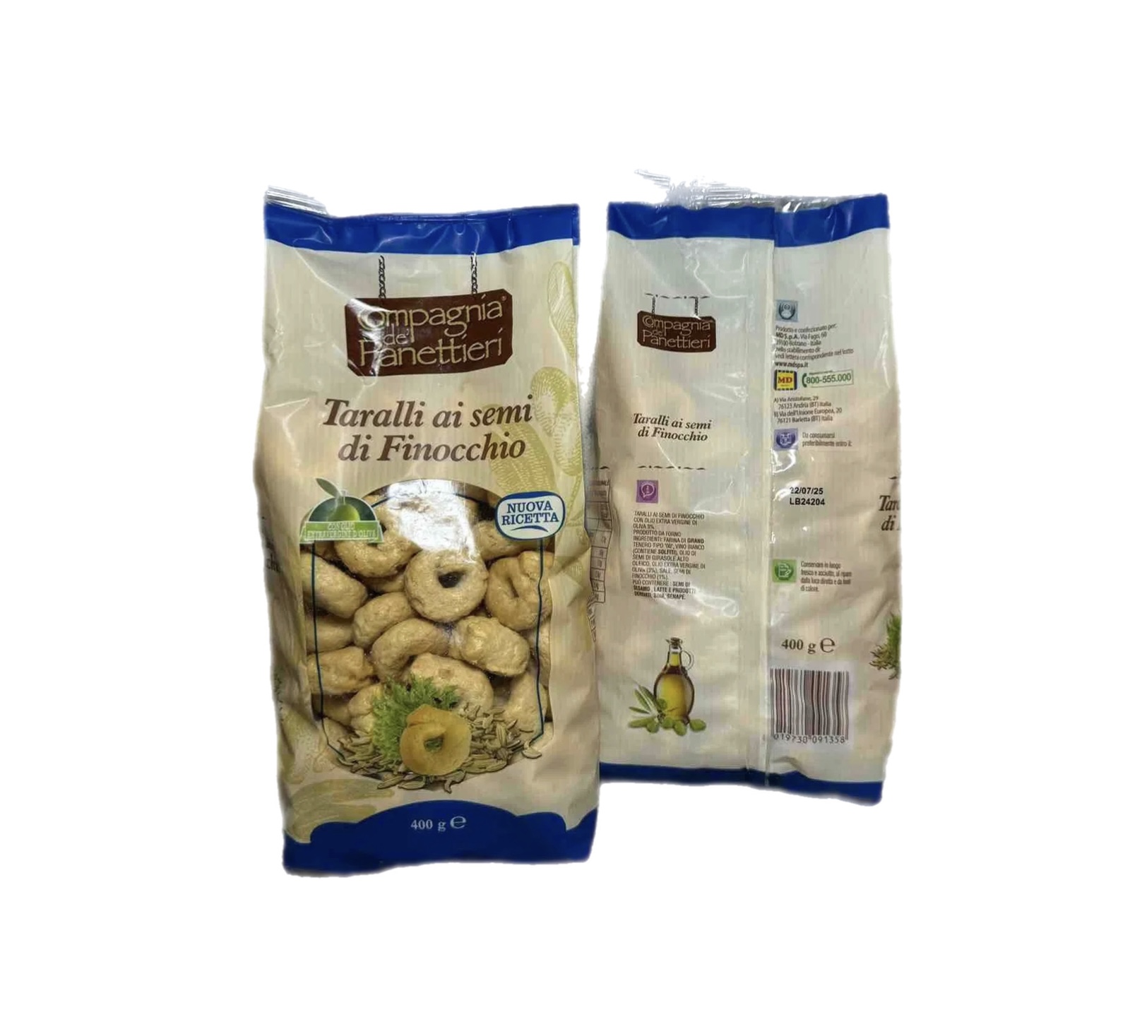 j9487abk1p.jpeg Крекери Taralli Таралі з насінням фенхелю 400 г - Зображення 1
