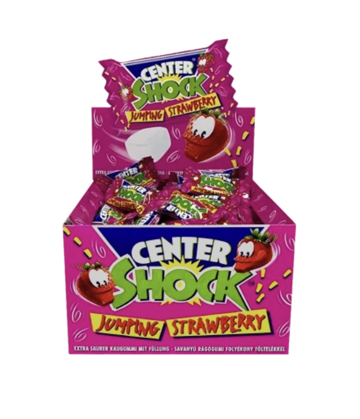 mfmu8tt59s.jpeg Жуйки Center Shock Jumping Strawberry смак полуниці 400 грам 100 штук — изображение 1