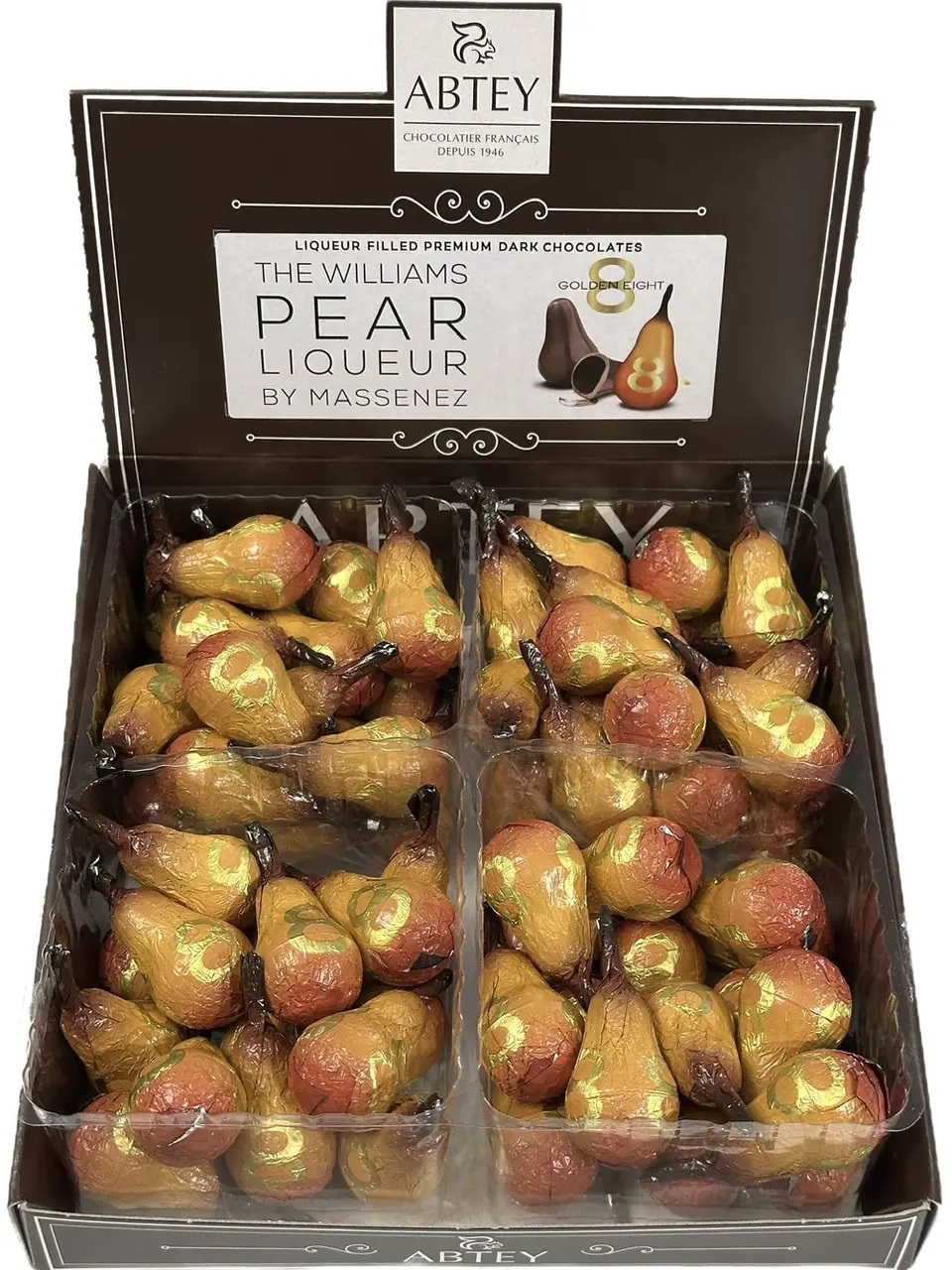 ni49ks6b3a.jpg Шоколадні цукерки груша ABTEY Golden 8 Pears 700 г - Зображення 1