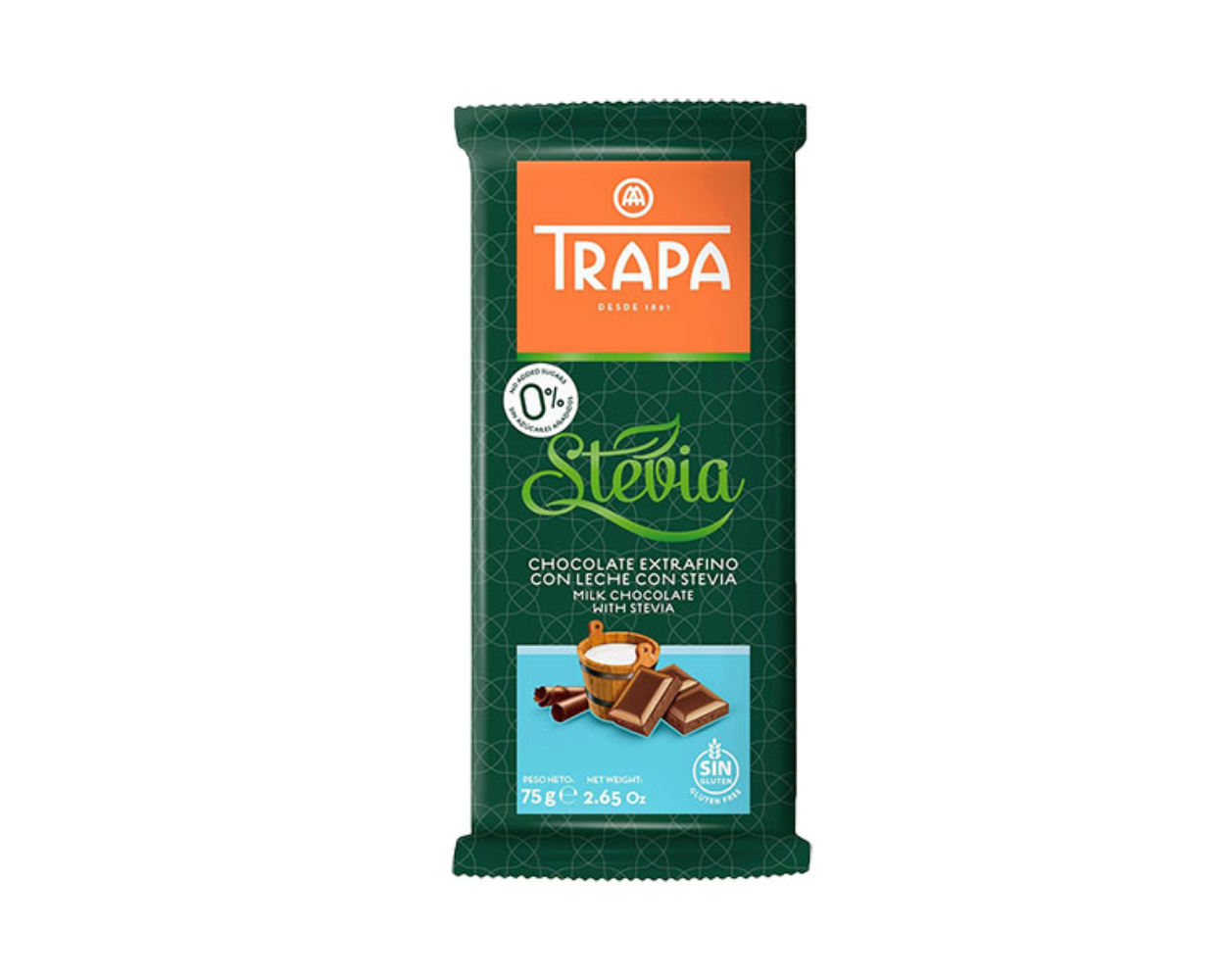 o52jjoyz33.png Шоколад Trapa Stevia молочний 75 г без цукру без глютену - Зображення 1