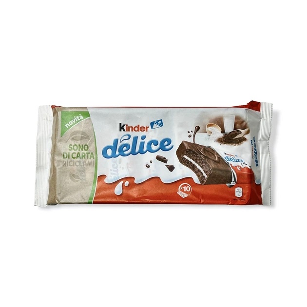 odab18e091.jpg Бісквіт Kinder Delice молочний з молочним кремом в шоколаді 10х39 г 390 г - Зображення 1