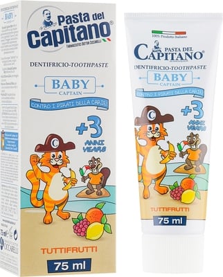 s7d13w04ti.jpg Зубна паста Pasta del Capitano baby +3 роки (проти карієсу) з фруктами 75 мл - Зображення 1