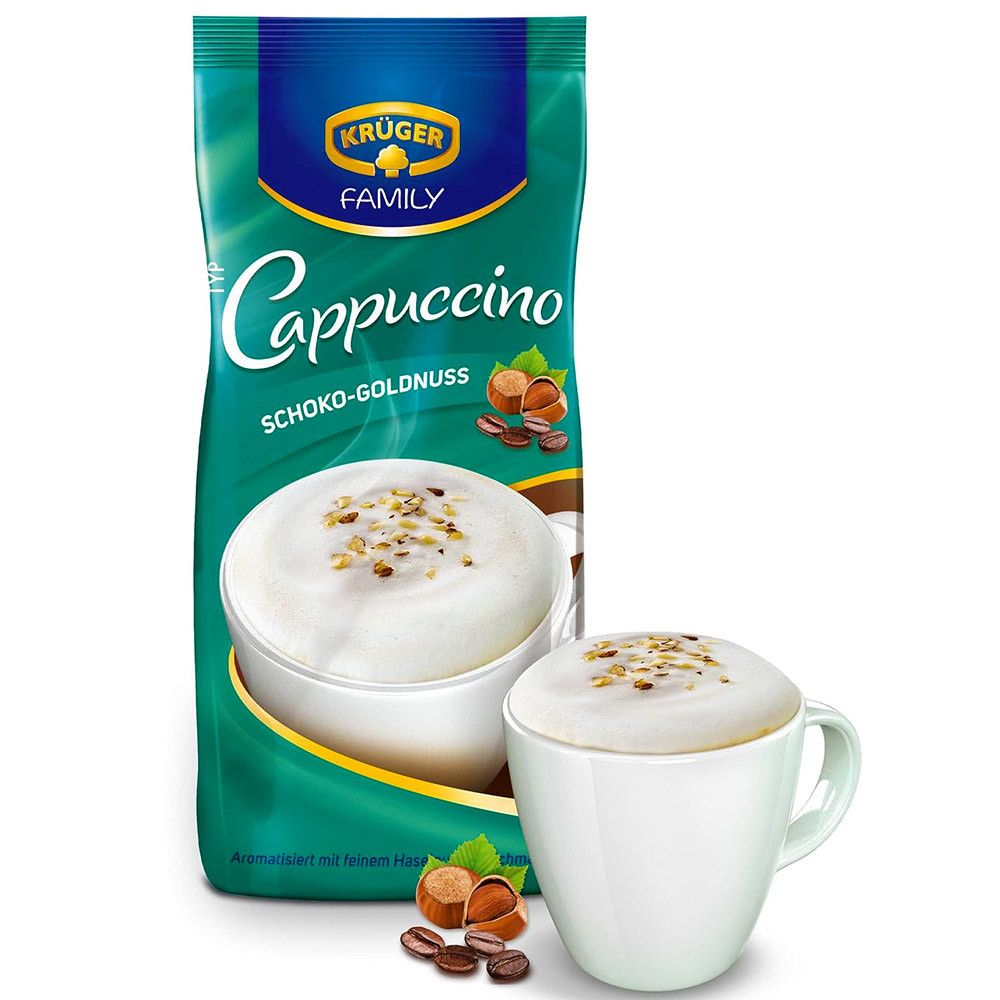 tm0a0auwnx.jpeg Капучіно Kruger Cappuccino schoko-goldnuss (шоколад,горіх) 500 г - Зображення 1