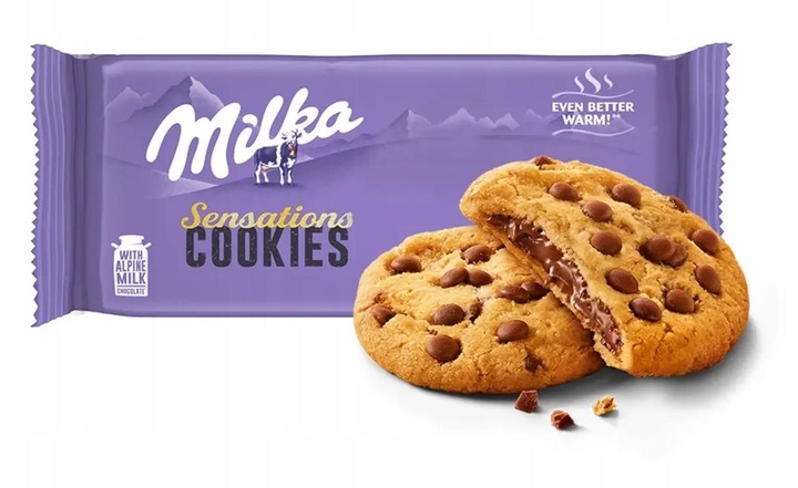 to6ytin25k.jpg Печиво Milka Sensations Cookies зі шматочками шоколаду і шоколадною начинкою 156 г — изображение 1
