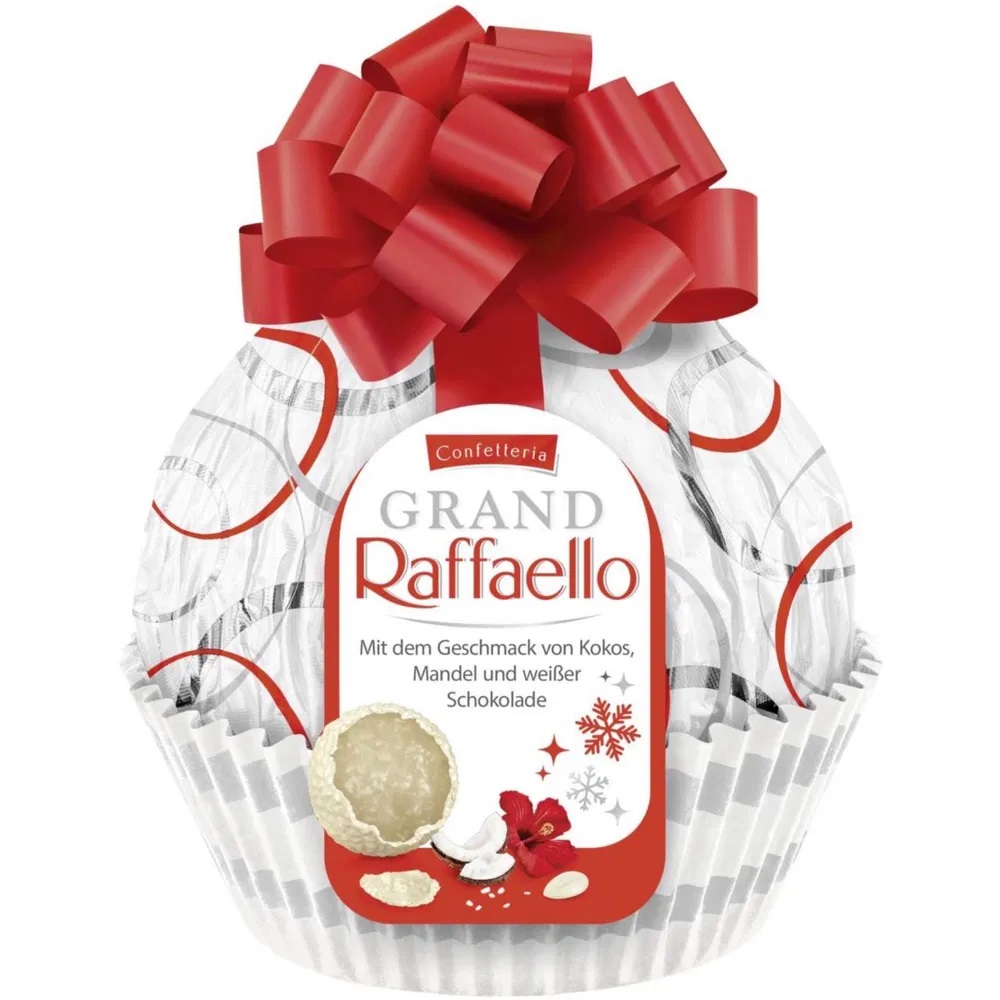 two5vec7b6.jpg Шоколадна куля Ferrero rocher Raffaello в білому шоколаді 125 г - Зображення 1