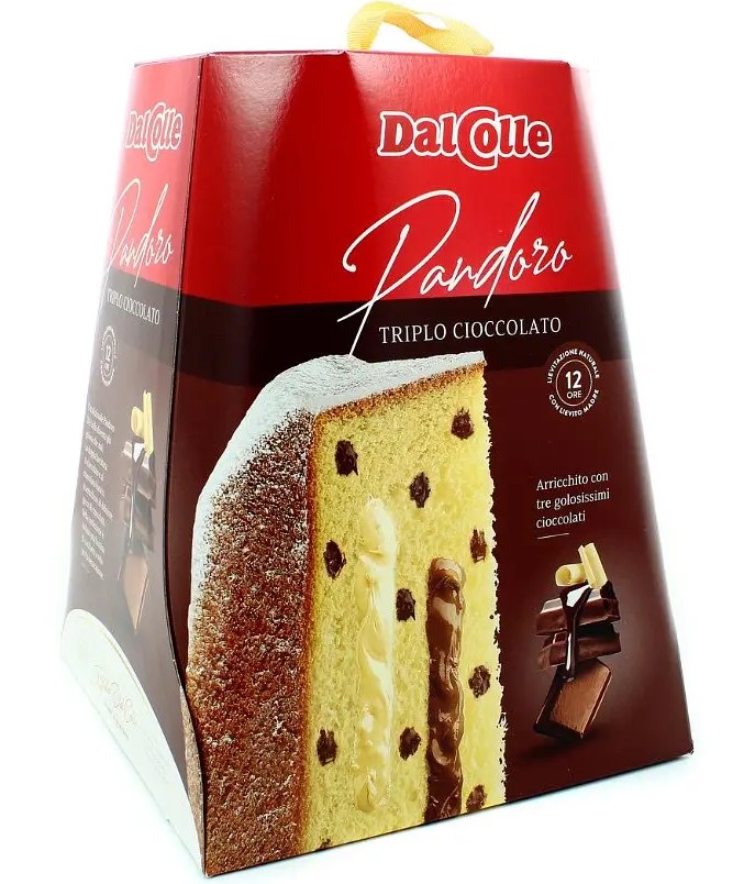 u3i5hb6zt0.jpg Панетон DalColle Pandoro Triplo Cioccolato три шоколада 750 г - Зображення 1