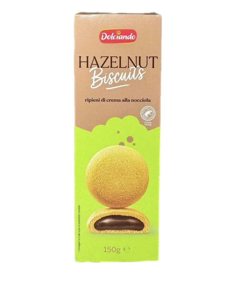 us2zdrgga1.jpeg Печиво Dolciando Hazelnut biscuits з горіховим кремом 150 г - Зображення 1