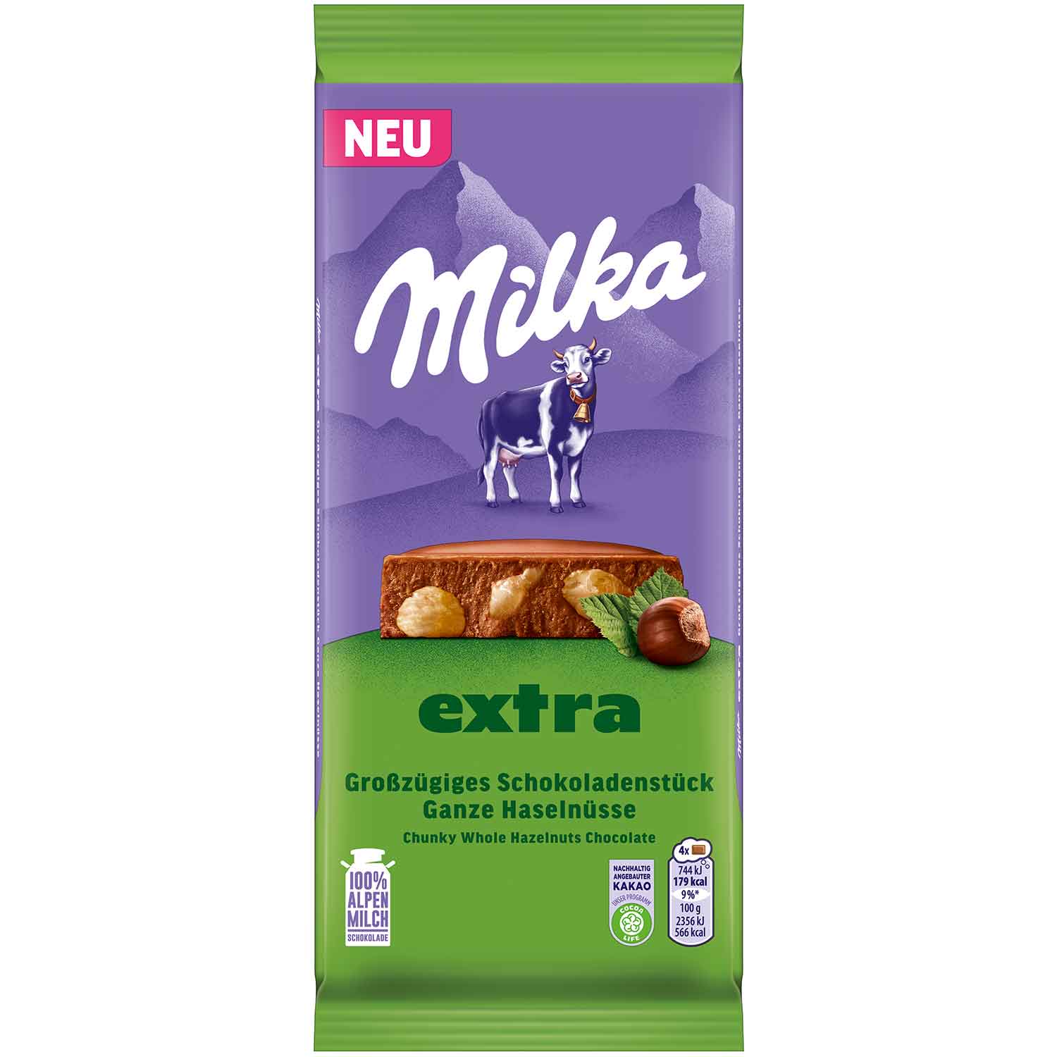 vyyebn5ktq.jpg Шоколад Milka Extra Ganze Haselnusse з горіхом 190 г - Зображення 1
