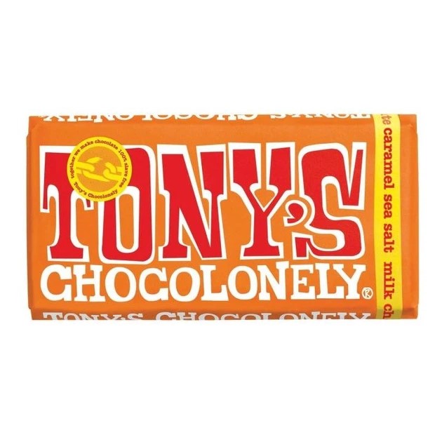 wmmpagl9lj.jpg Шоколад Tonys молочний шоколад з карамелюю та сіллю (помаранчевий) 180 г - Зображення 1