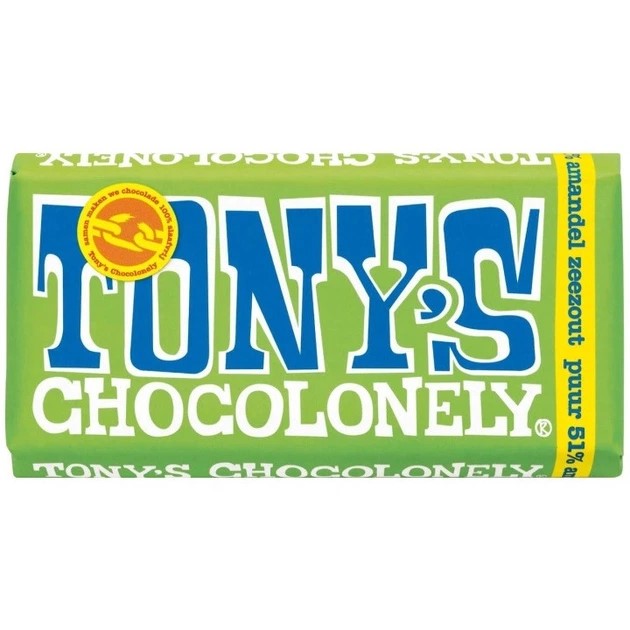 xmqqweytwg.jpg Шоколад Tonys чорний шоколад з мигдалем та сілю (зелений) 180 г - Зображення 1