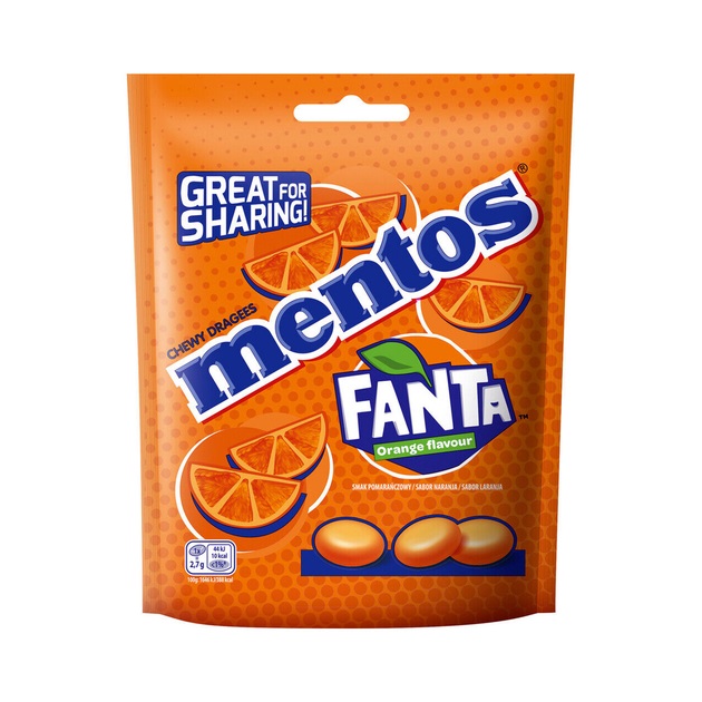 xz52jqwfem.jpg Жувальні драже Mentos Fanta зі смаком фанти 160 г - Зображення 1