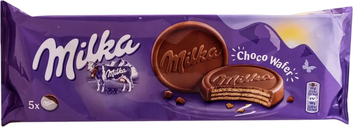 zakjv82gv9.jpg Вафлі Milka Choco Wafer з какао кремом в шоколаді 150 г - Зображення 1