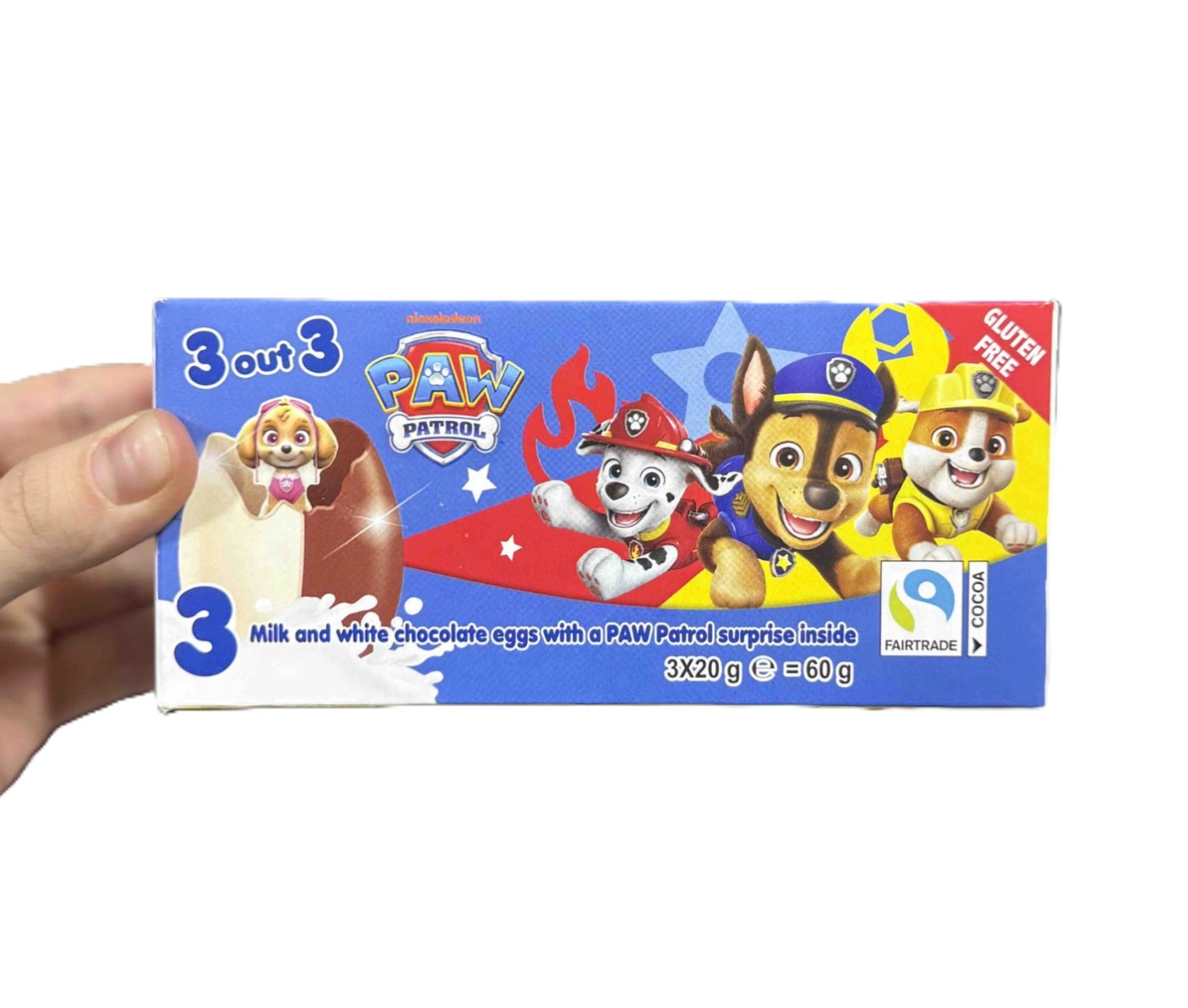 5jedwm6i9q.jpg Шоколадні яйця Paw Patrol Щенячий патруль з сюрпризом 3*20 - Зображення 1