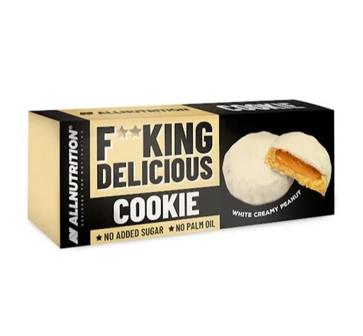 8jgfwkrkti.jpg Печиво F**king Delicious cookie білий шоколадний з арахісовою пастою 128 г без цукру - Зображення 1