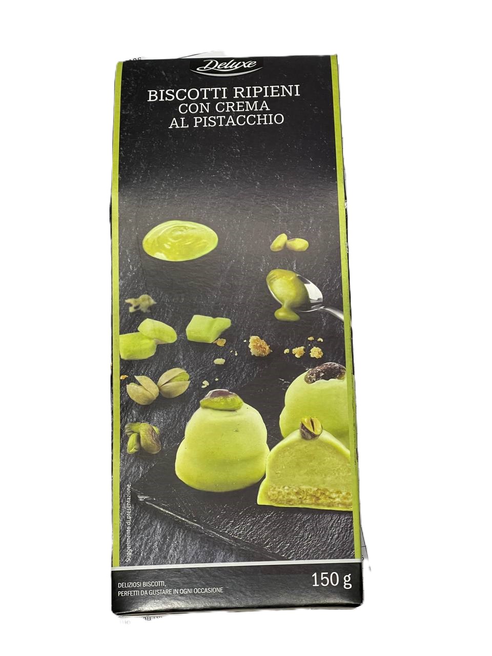 bz2ultesmc.jpg Бісквітне печиво Deluxe з фісташковим кремом 150 г - Зображення 1