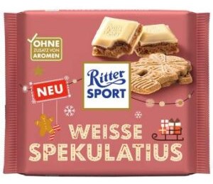 hi89o5woon.jpg Шоколад Ritter Sport Weisse Spekulatius білий шоколад з печивом 100 г - Зображення 1