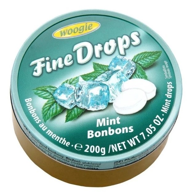 jiu3lm4kyg.jpg Льодяники Woogie Fine drops Mint зі смаком холодної м'яти 200 г - Зображення 1