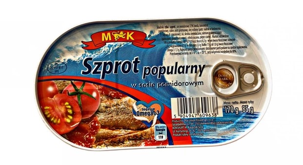 sx8l1vaagr.jpg Шпроти MK в томатному соусі 170/85 г - Зображення 1