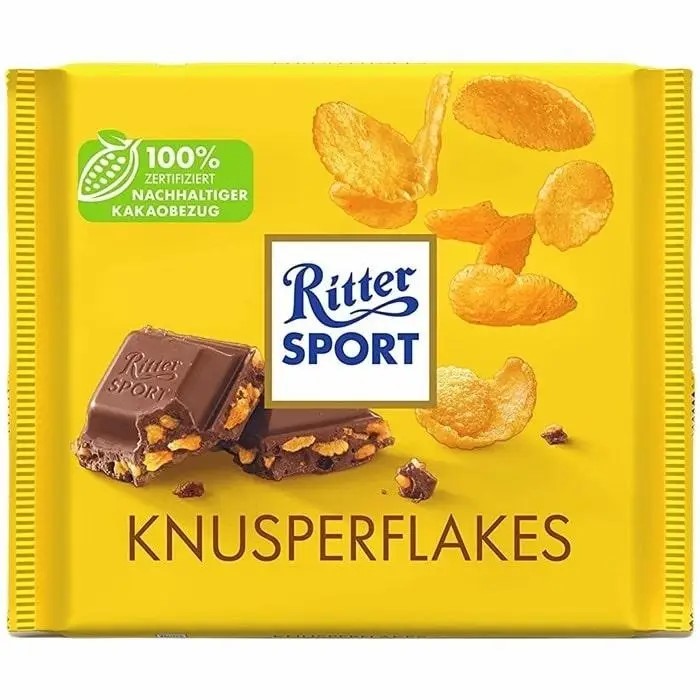 ukesql636y.jpg Шоколад Ritter Sport Butter Knusperflakes молочний з пластівцями 100г - Зображення 1
