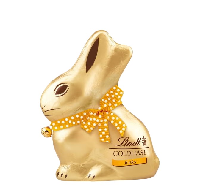 4k9lfnpz76.jpg Шоколадний зайчик Lindt Keks молочний з дрібними кусочками печива 100 г - Зображення 1