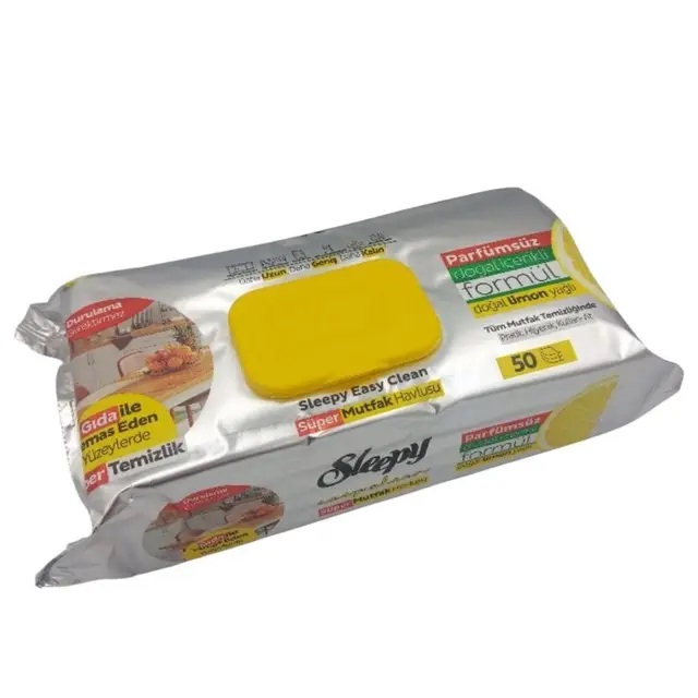 5xfmotli2j.jpg Серветки Sleepy для прибирання кухні Lemon запах лимону 50 шт - Зображення 1