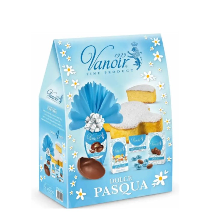 6pabop8f6e.jpg Пасхальний подарунковий набір Vanoir Dolce Pasqua Панетон, шоколадні цукерки та велике шоколадне яйце (синій) - Зображення 1
