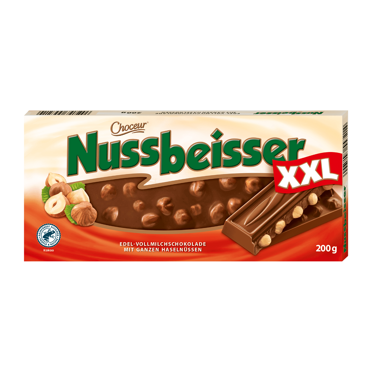 6zftfwpbox.jpg Шоколад Choceur Nussbeisser молочний з горіхом 200г - Зображення 1