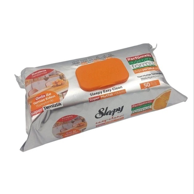ihy5ojchw1.jpg Серветки Sleepy для прибирання кухні Orange запах апельсин 50 шт - Зображення 1