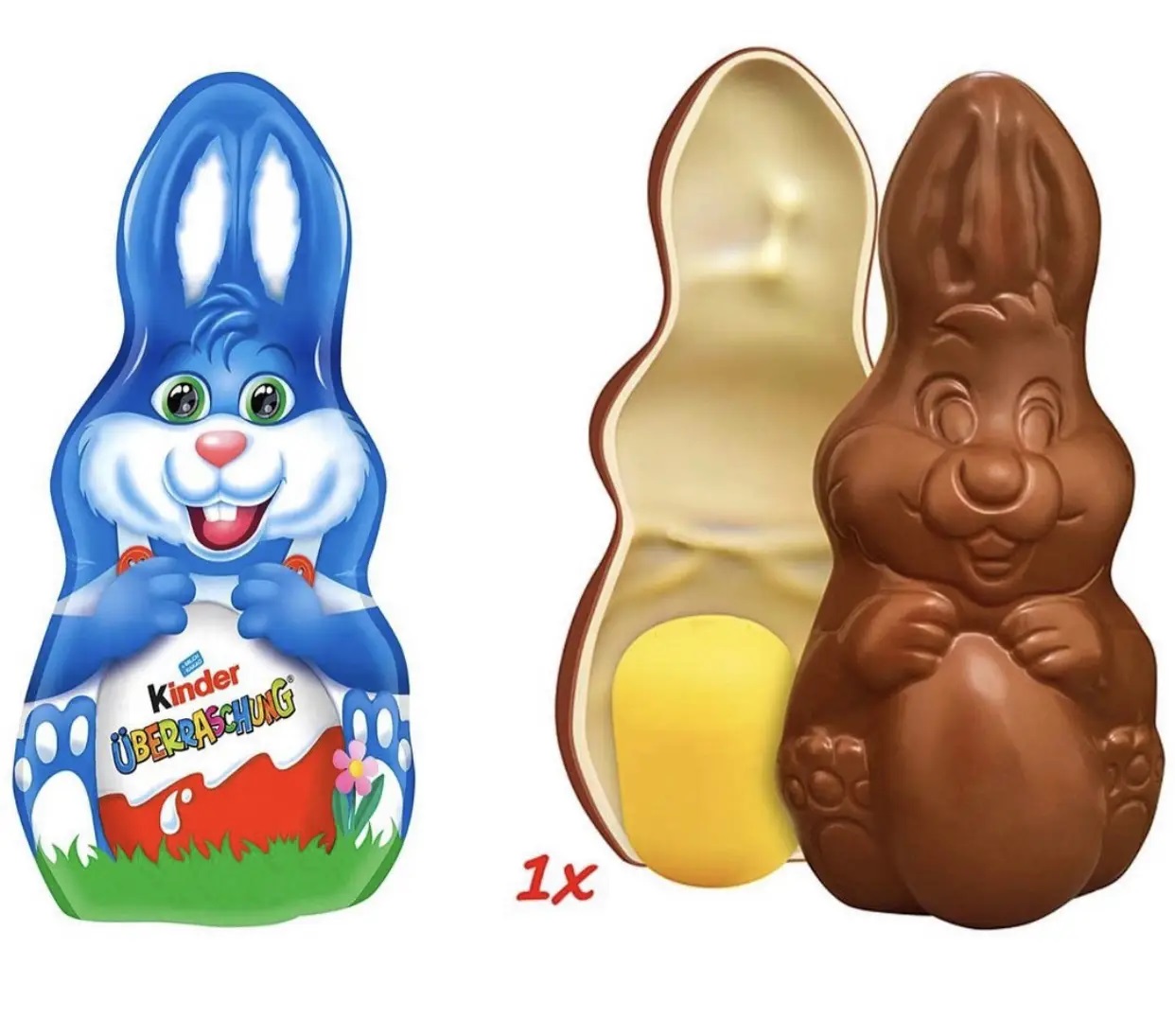 qzekzf94x7.jpg Шоколадний зайчик Kinder Surprise синій з іграшкою в середині 75 г - Зображення 1